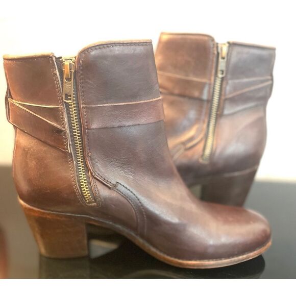 Vintage USA FRYE Women's Brown Leather Biker Boots Size 10B Preowned - Picture 2 of 13